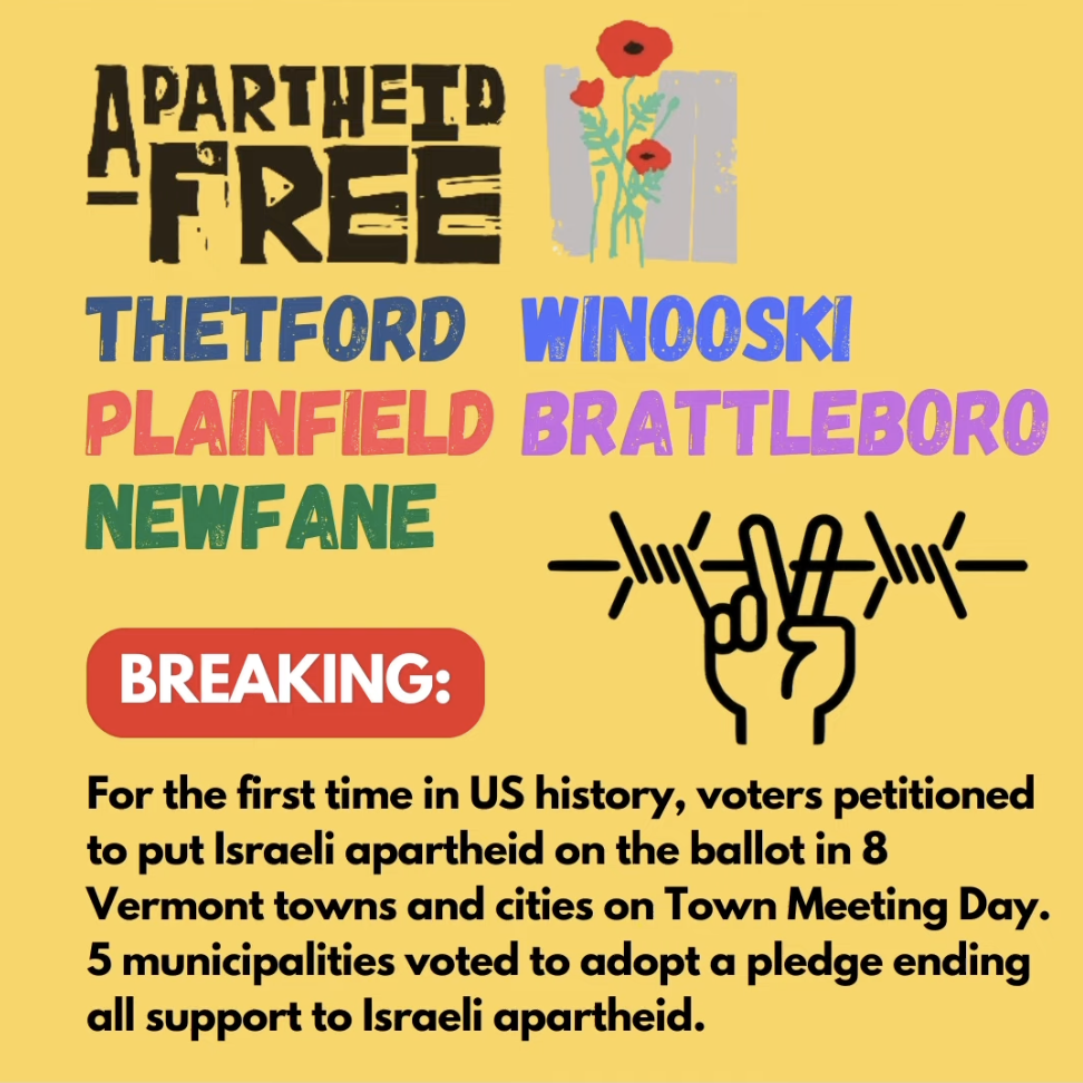 Apartheid-Free Community: Thetford Selectboard mulls purchasing policy and human rights